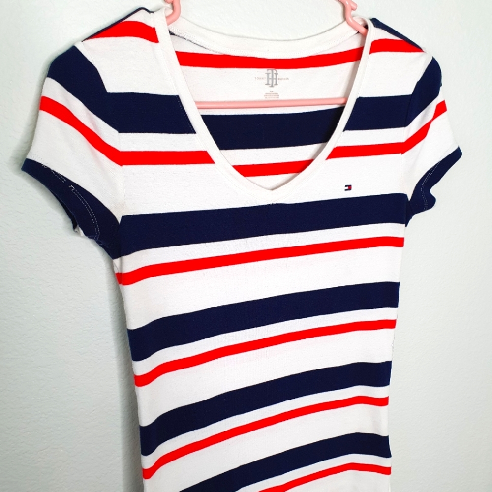 3/$30 Tommy Hilfiger Striped V Neck Tee